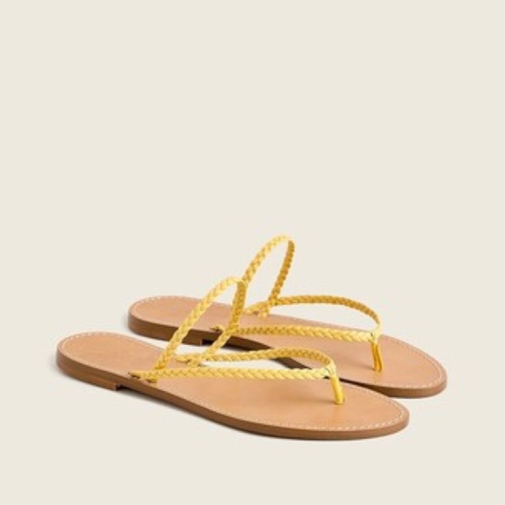 J CREW CAPRI BRAIDED LEATHER SANDALS YELLOW SZ 8.5